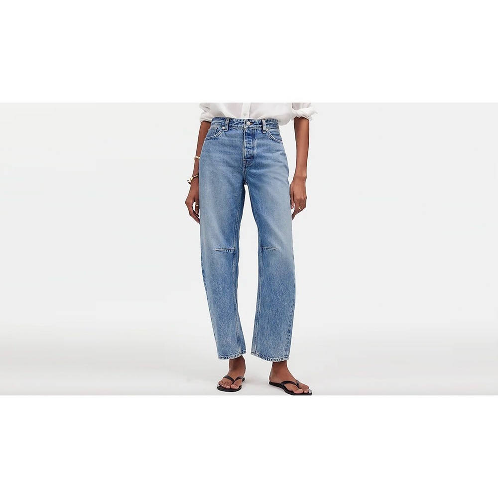 Madewell The Darted Barrel-Leg Jean Light Wash High Rise Button Fly 29P